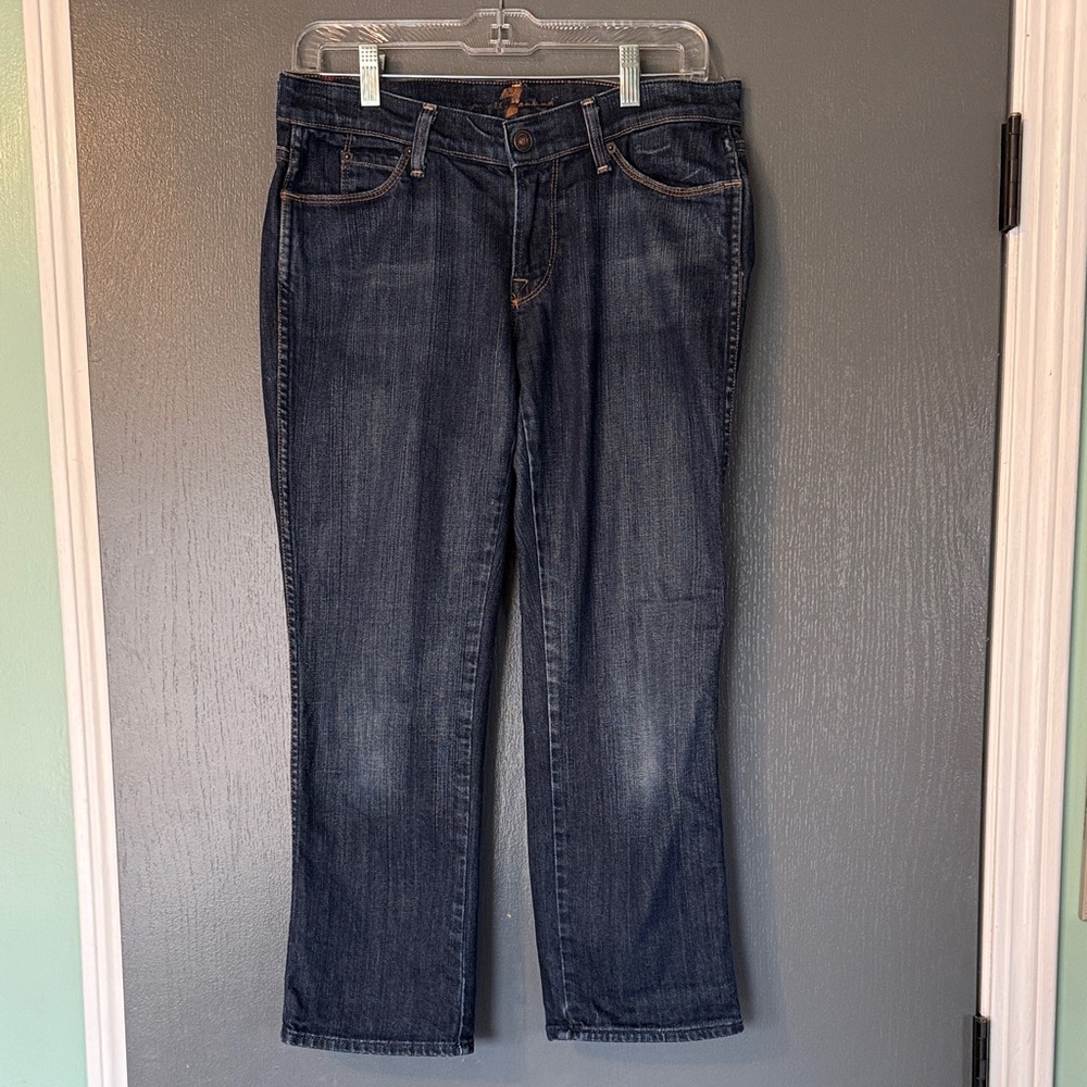 7 For All Mankind Women's Dark Blue Capris